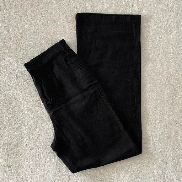 Black Linen Blend Trousers - Picture 2 of 9